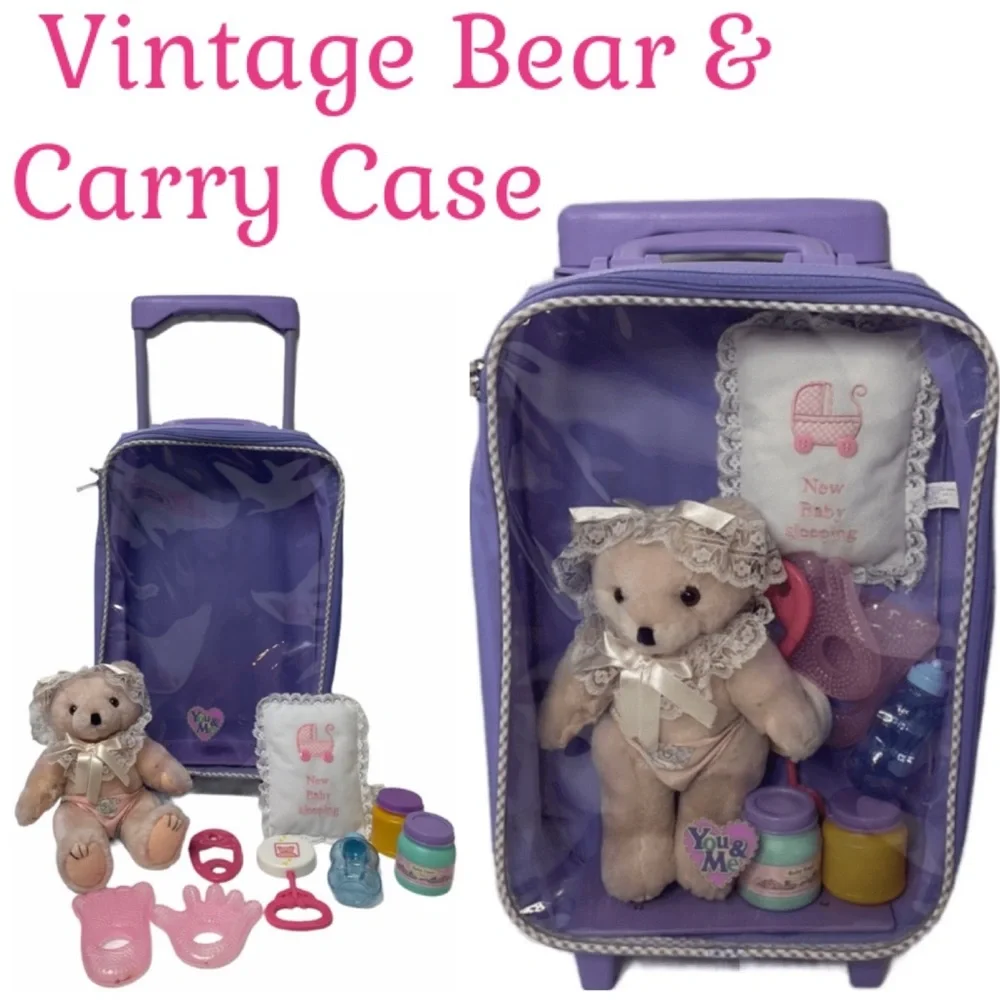 Baby Doll Bear Accessories Set & Carry Case Vintage Toys Bundle Vintage Bears